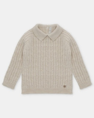 Cable polo sweater