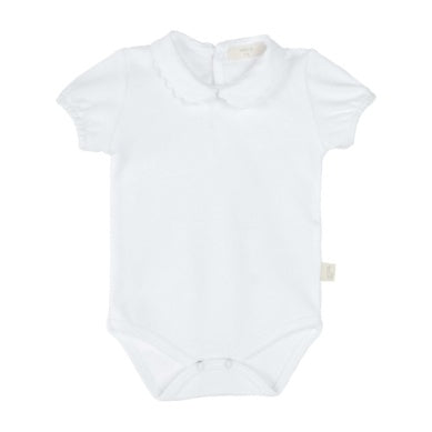Scallop collar short sleeve onesie