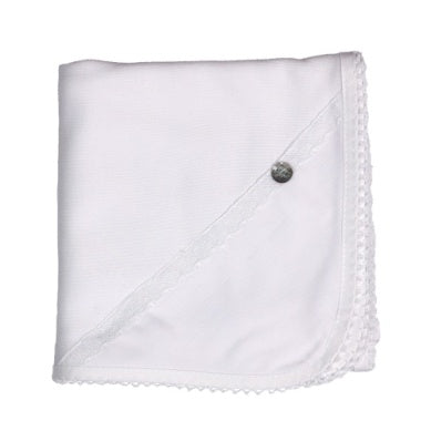 Cotton Receiving Blanket W/ Lace