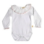 Pink stitching Ruffled Collar Onesie