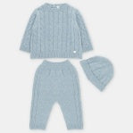Boys Blue Cable Knit 3 Piece Set