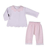 LUCY Collection | Girls White & Pink Gingham Trousers Set