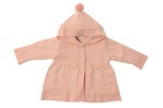 Bubblegum pink pom hood cardigan