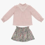 Pink and olive cottage skirt set