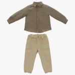 Beige button down and cord pant set