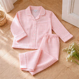 BEYA | Girls Pink & White Check Cotton Loungewear Set