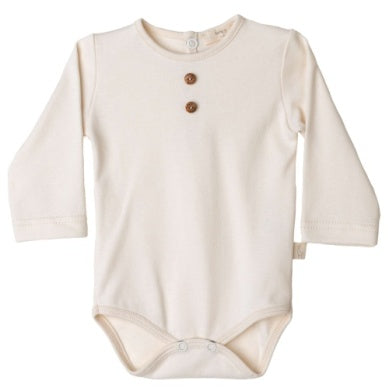 Beige L/S button onesie