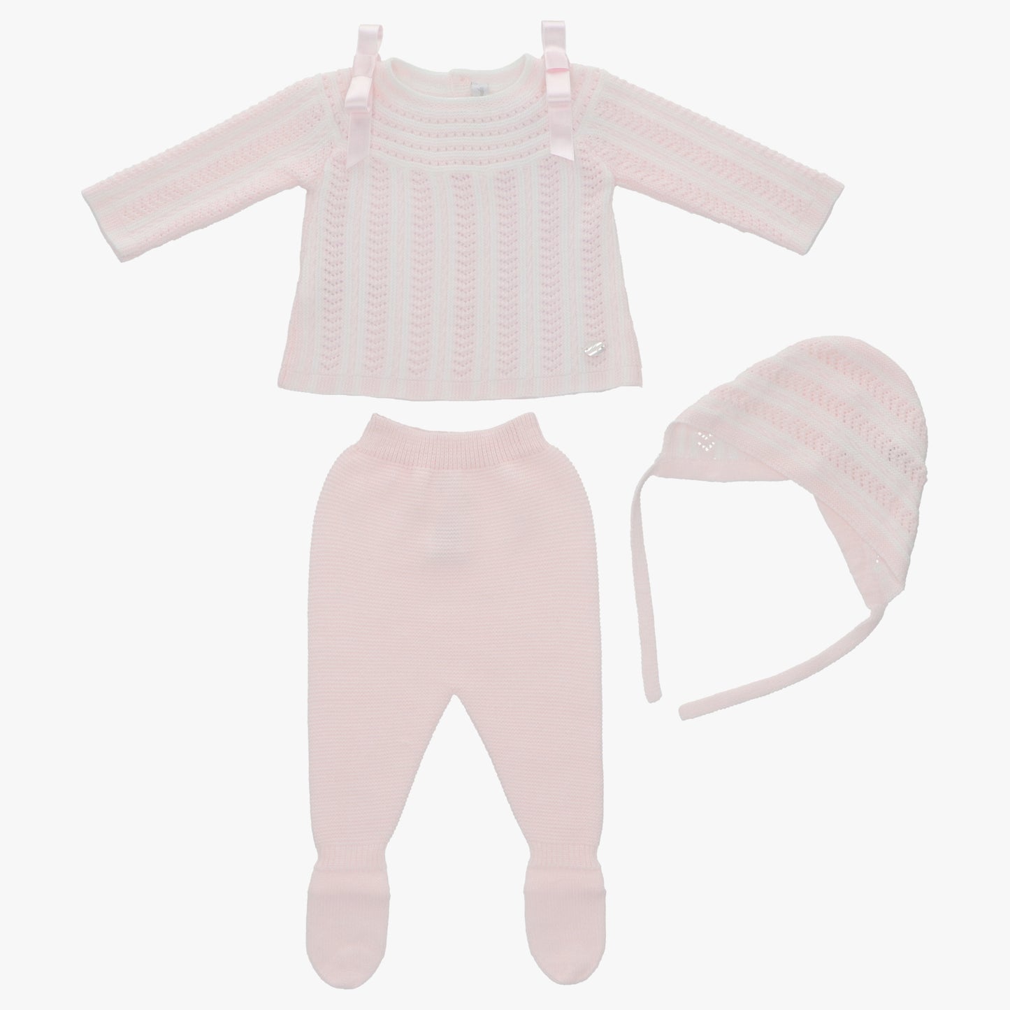 3 piece pink knitted set