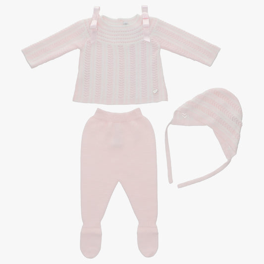 3 piece pink knitted set