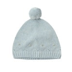 Ice blue knit pom hat