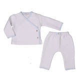 LUCAS | Boys White & Blue Cotton Gingham Wrap Set