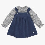 Navy jumper with floral blouse