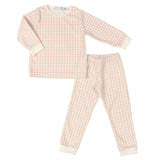 LEHANE | Girls Ivory & Pink Houndstooth Velour Pyjamas