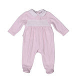SOFIA | Baby Girls Pink Smocked Velour Babygrow
