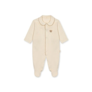 Beige Bear Button Down Footie