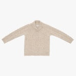 Beige cable knit button down sweater