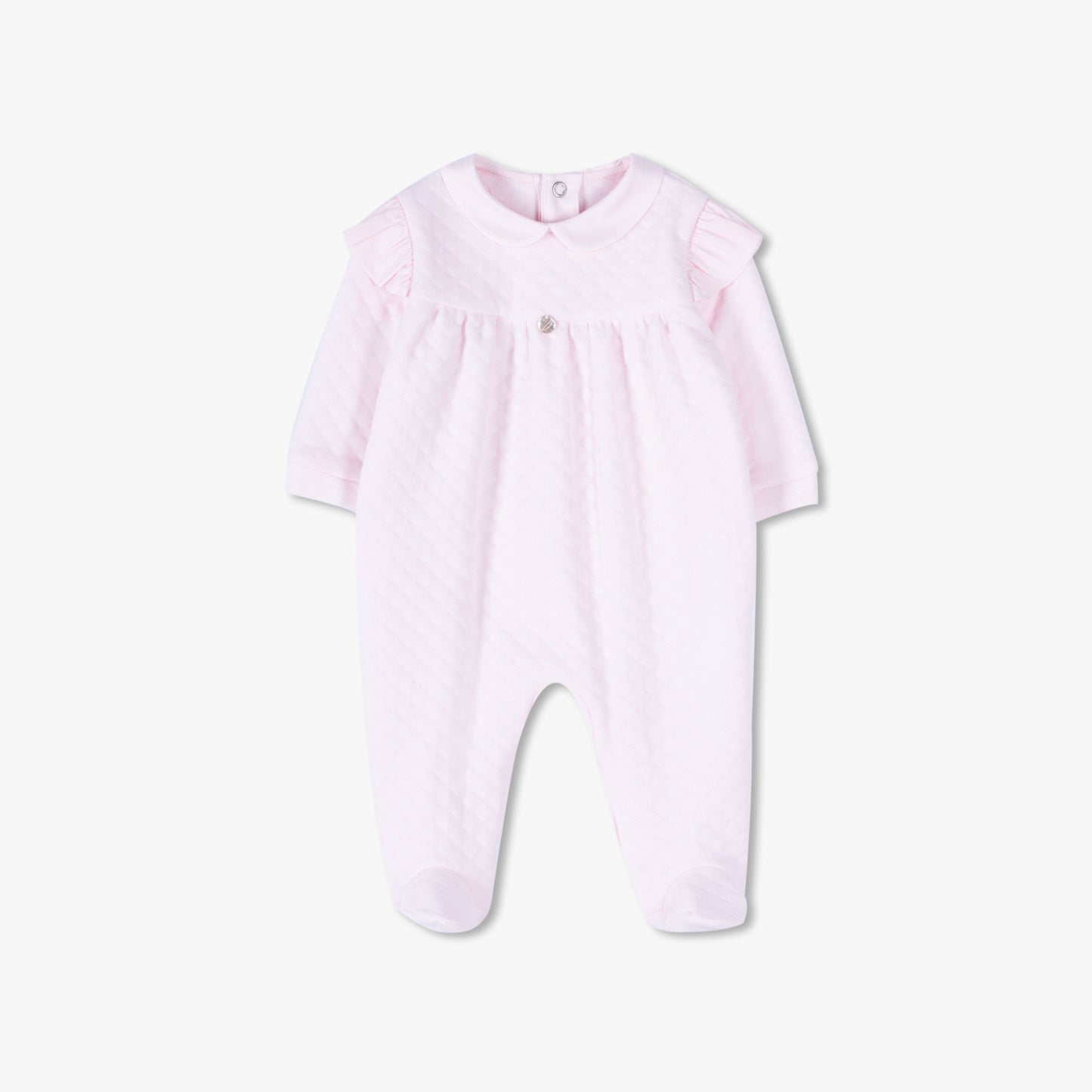 Padded ruffle sleeved footie