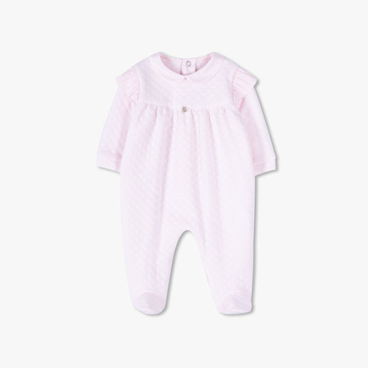 Padded ruffle sleeved footie