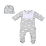 BONY | Baby Boys Grey Cloud Print Velour Babygrow Set
