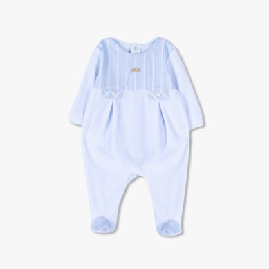 Light blue velour stripe footies