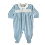 Braxton Velour Smocked Footie