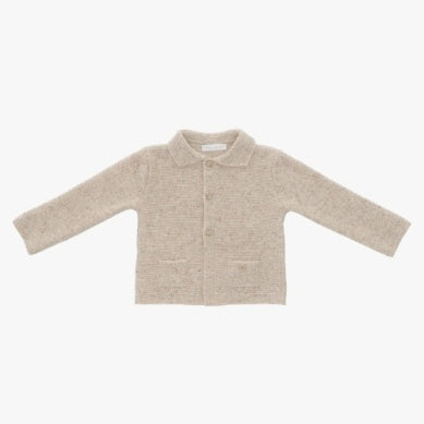 Beige knit cardigan with pockets