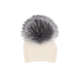 Baby Cream Knitted Pom-Pom Hat