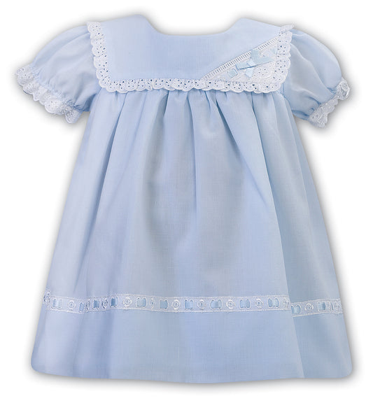 Square collar anglaise lace ruffle dress