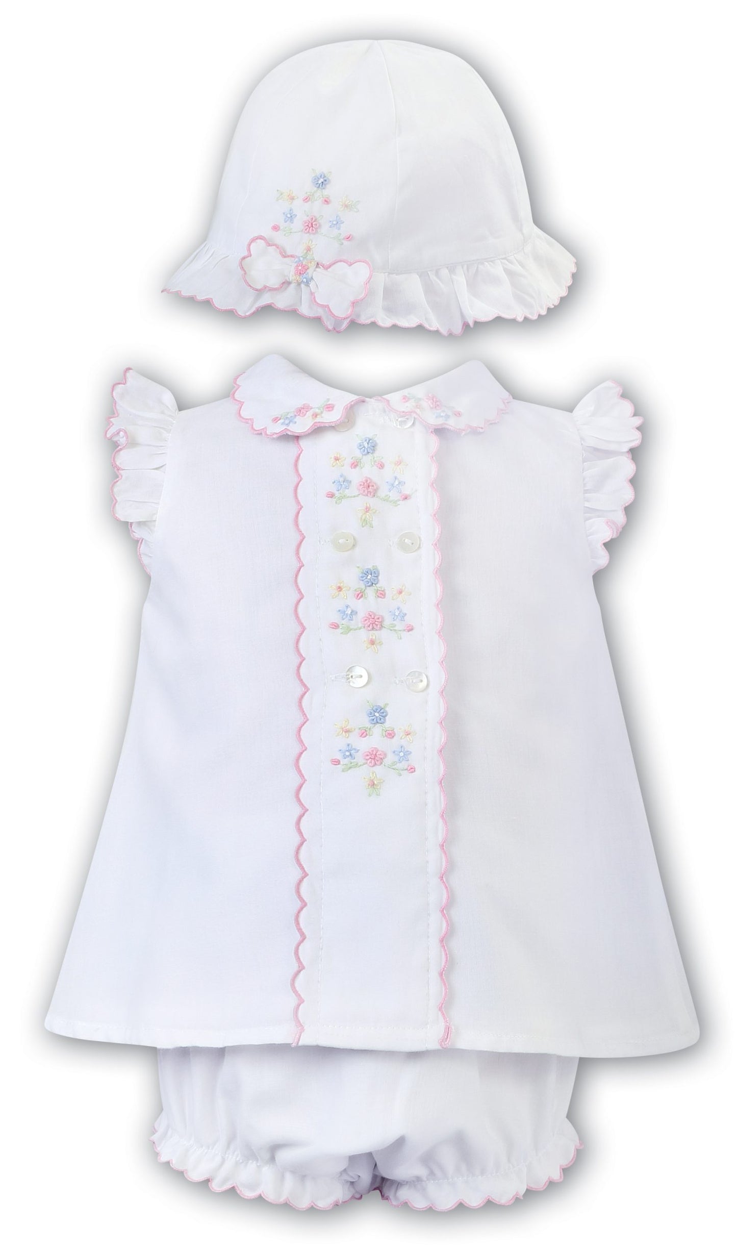 Embroidered pastel three piece set