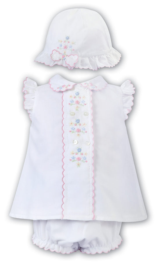 Embroidered pastel three piece set