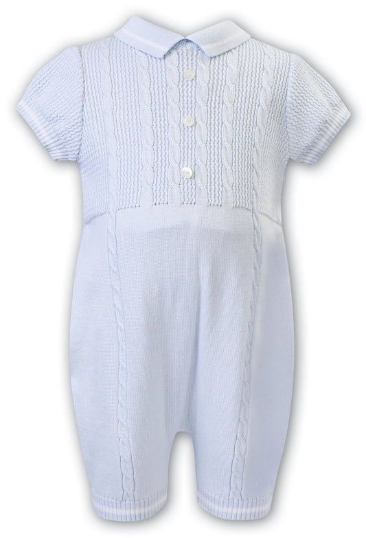 Pastel blue knit romper