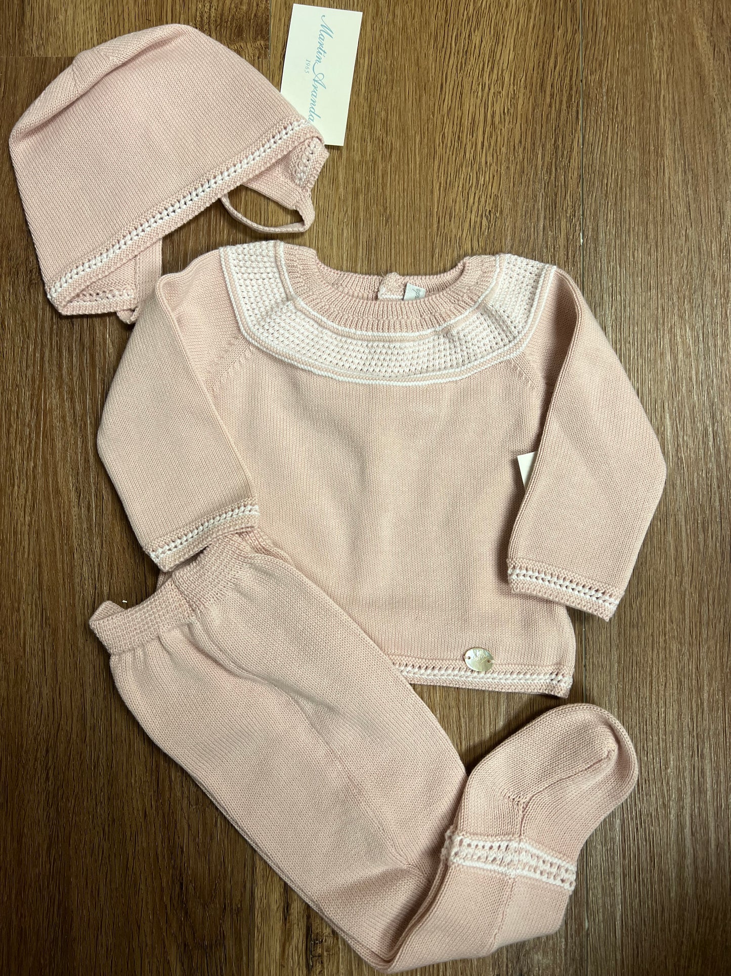 Three piece light pink knit set