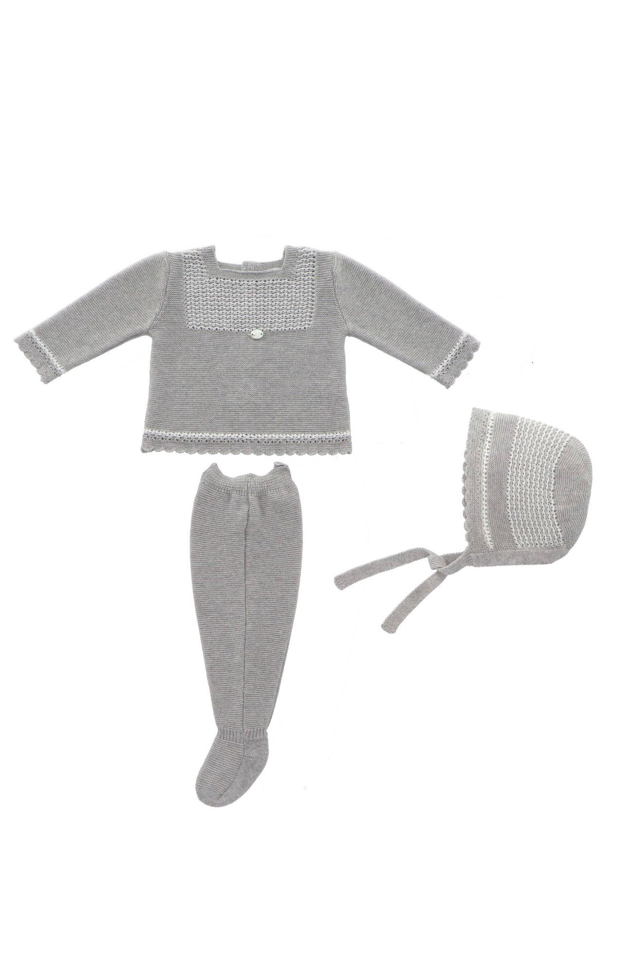 Three piece scalloped knit set