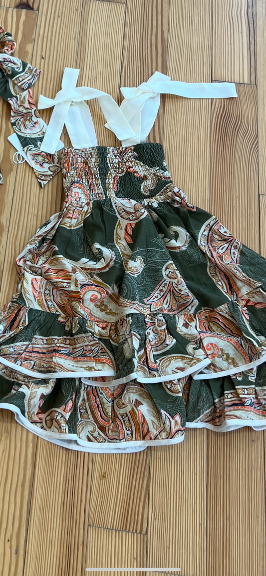 Luisa Dress Paisley Olive Green