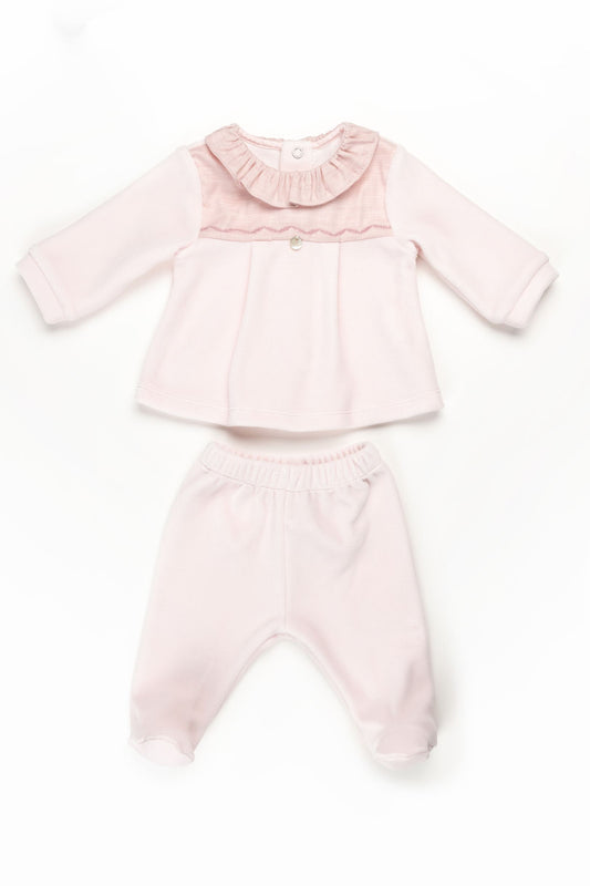Pink Velour 2 Piece Footie
