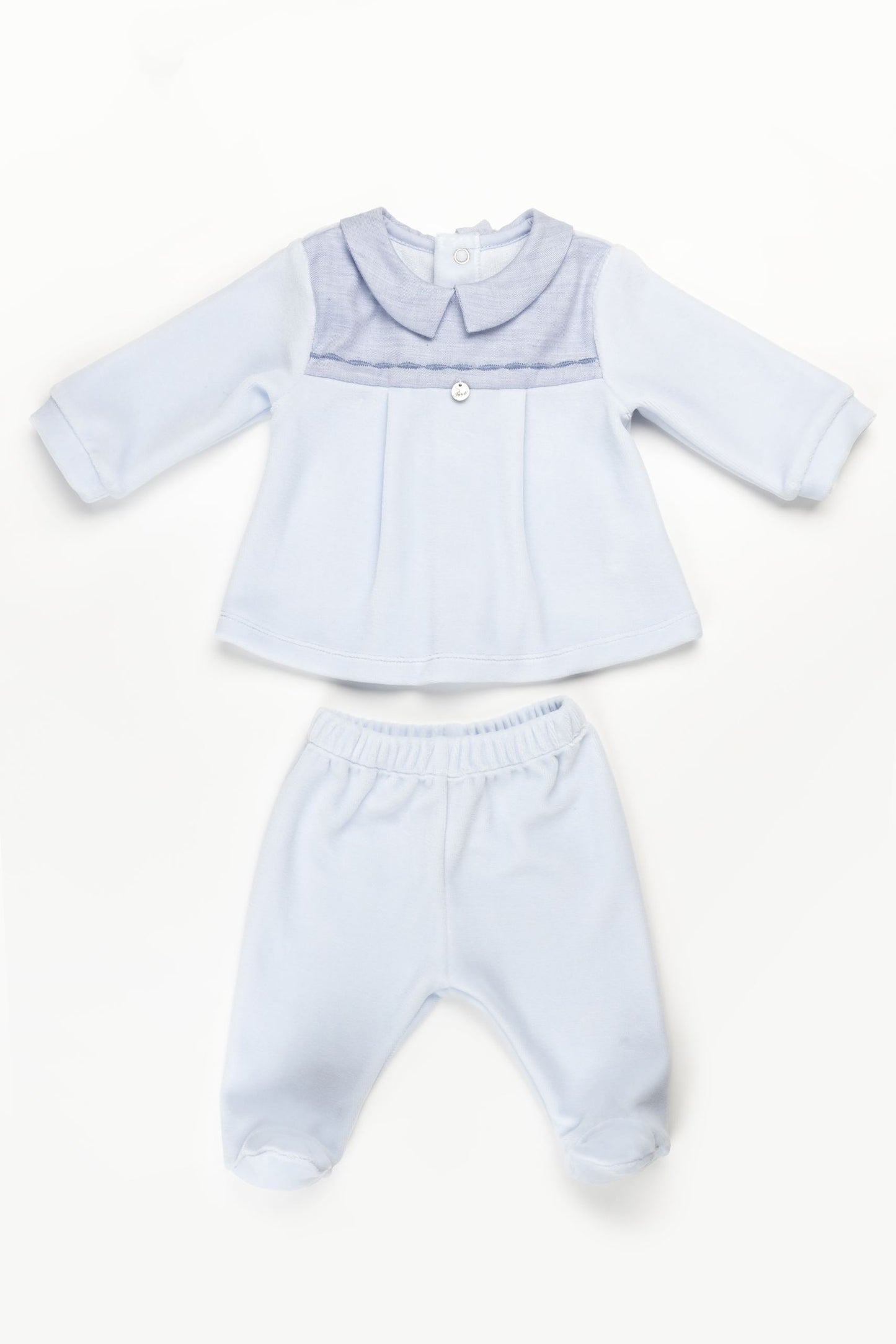 Blue Velour two Piece Footie