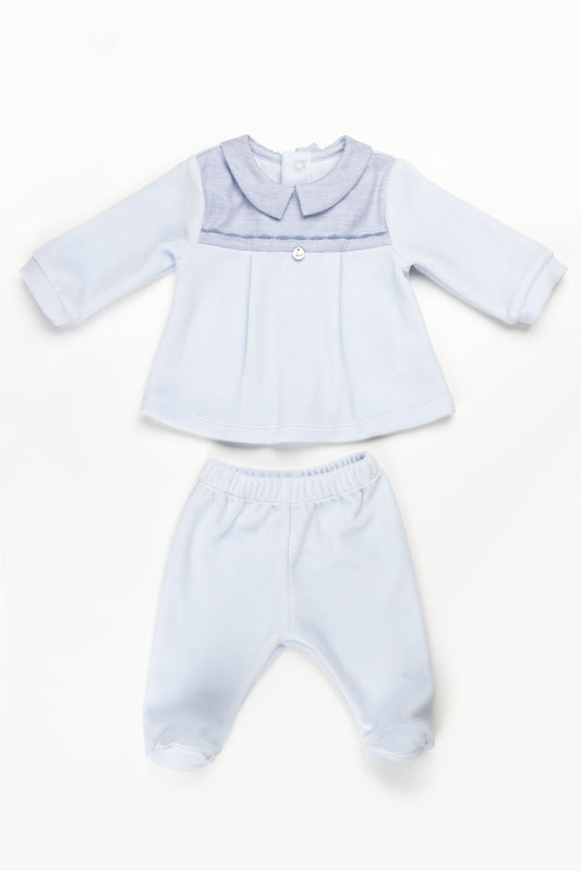 Blue Velour two Piece Footie