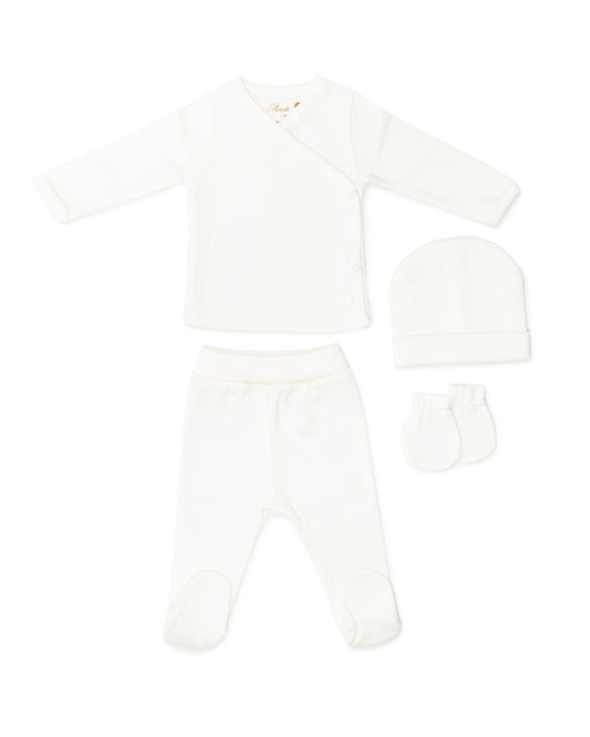 Layette Set (Four Piece) in Ivory and Pink