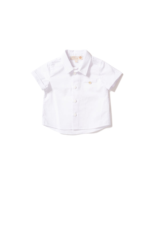 White cotton short sleeve buttoned shirt
