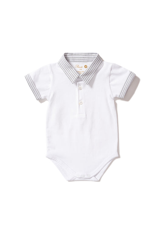 White cotton short sleeve onesie