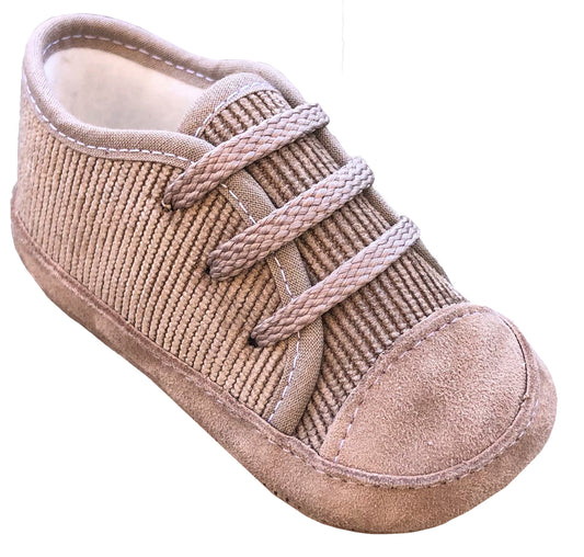 Taupe turned Skin Baby Shoe - Corduroy Fabric