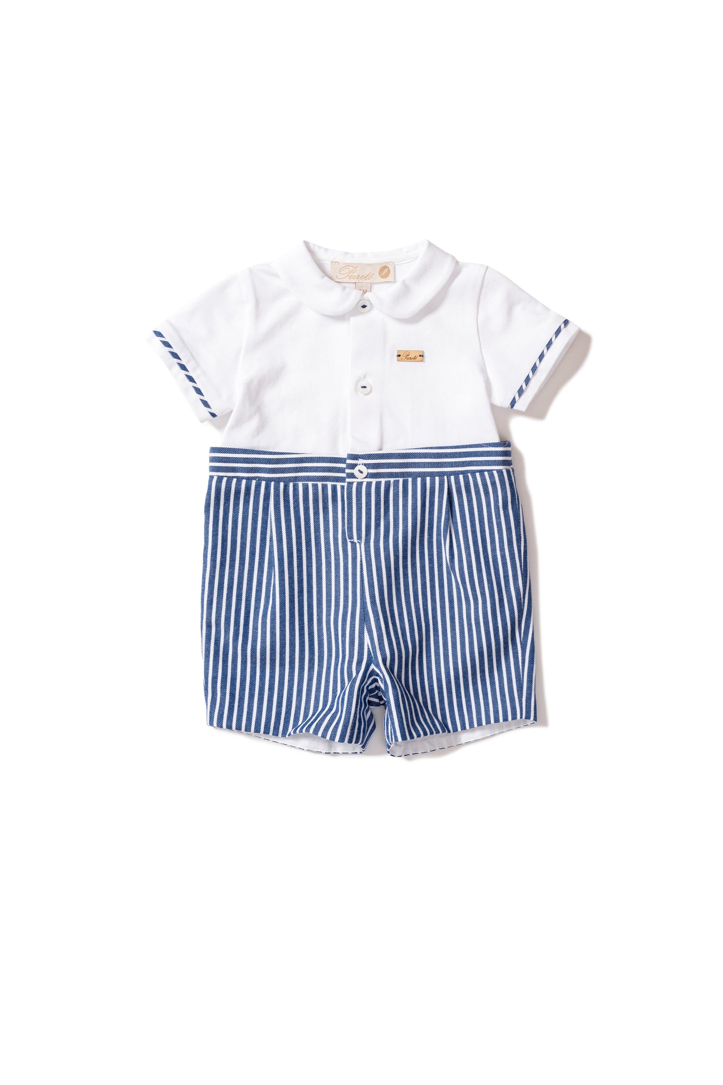 Blue stripped bottom romper