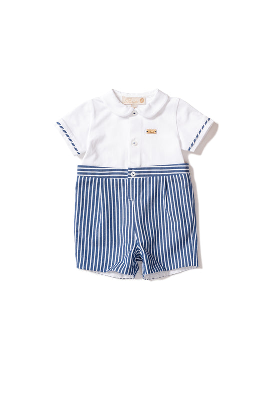 Blue stripped bottom romper