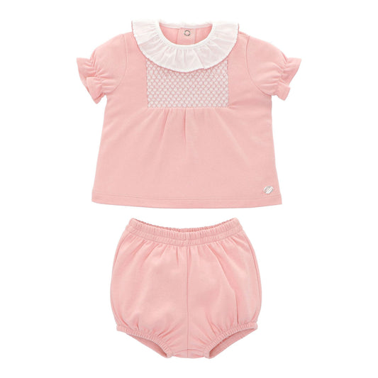 short sleeved 2 piece smocking set