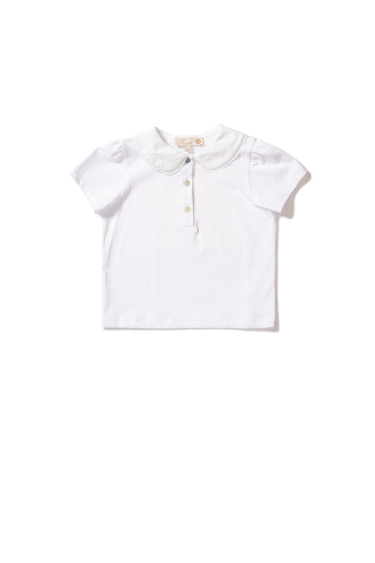 1/4 button Peter Pan collared t-shirt