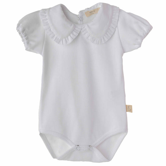 Short sleeve ruffle collared onesie