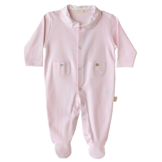scalloped collar footie w/ pockets
