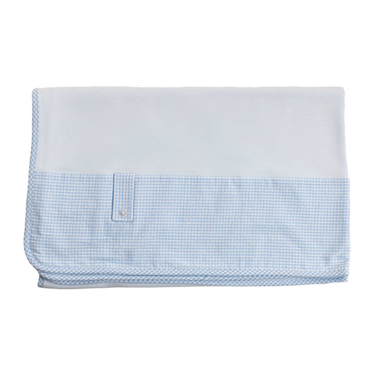 white blanket w/ blue checkers 28x36