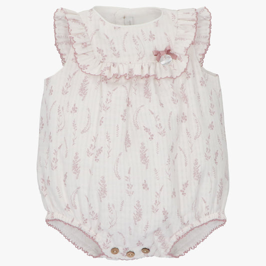 Floral Short Romper in Woven Fabric Plane