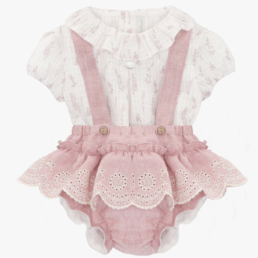 Two Piece Set Blouse & Bloomer in Woven Fabric Plane